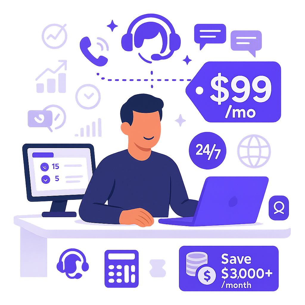 AI receptionist cost vs human receptionist comparison chart