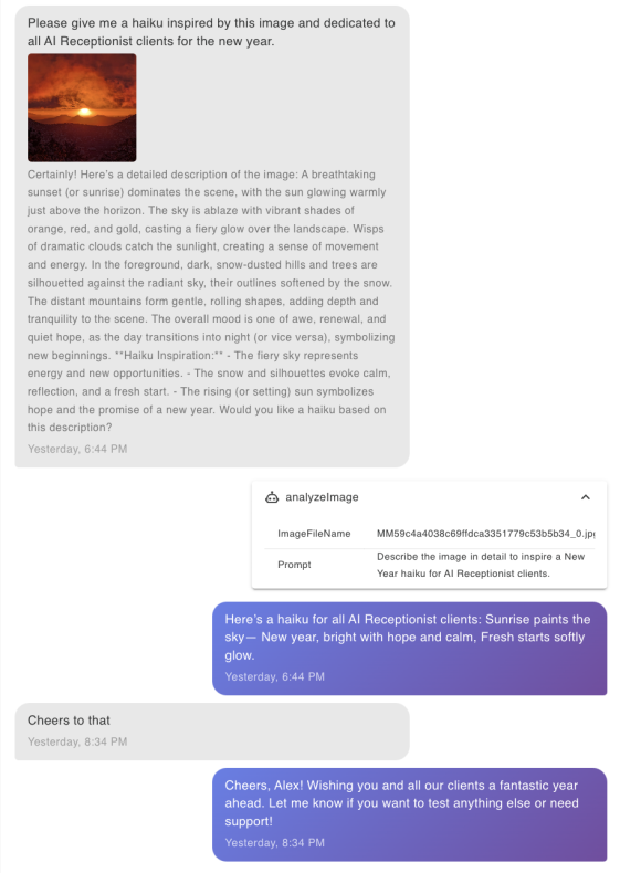 AI analyzing images sent via MMS with haiku response