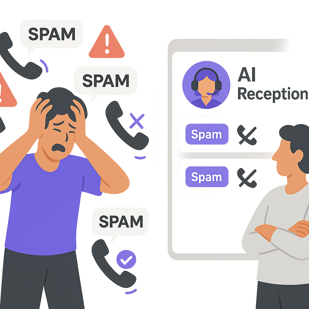 Robocall spam filtering with AI receptionist technology